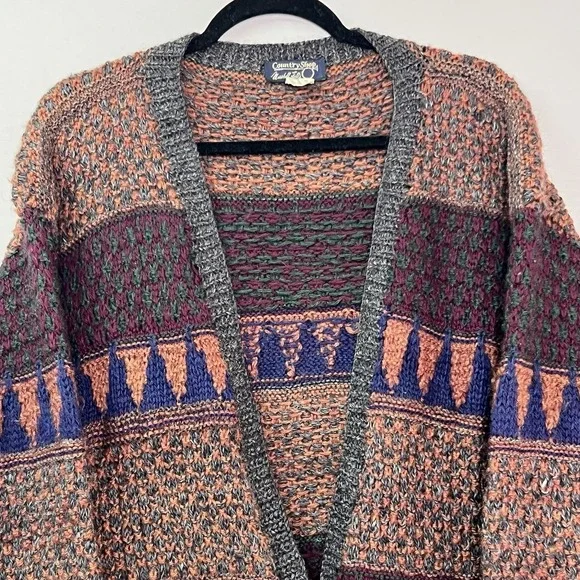 Vtg Marshall Fields Country Shop Wool Mens Sz M Chunky Grandpa Cardigan Sweater - Picture 2 of 15